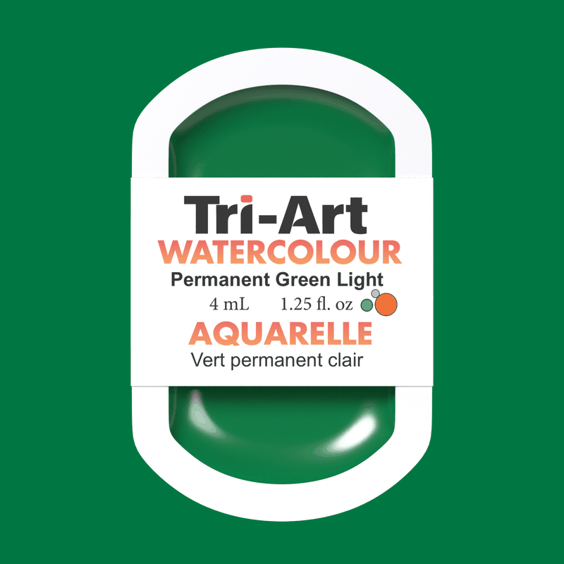 Tri-Art Water Colours - Permanent Green Light-5